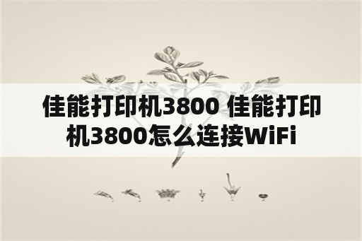 佳能打印机3800 佳能打印机3800怎么连接WiFi