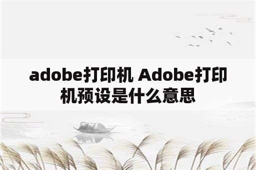adobe打印机 Adobe打印机预设是什么意思