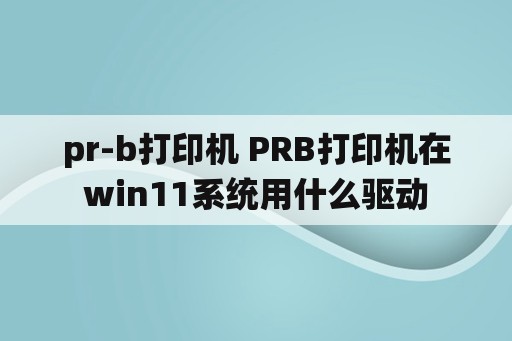 pr-b打印机 PRB打印机在win11系统用什么驱动