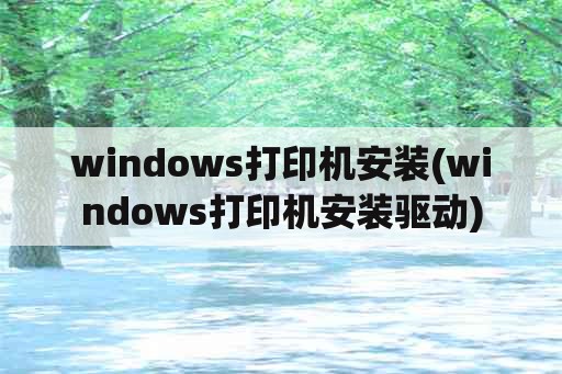 windows打印机安装(windows打印机安装驱动)