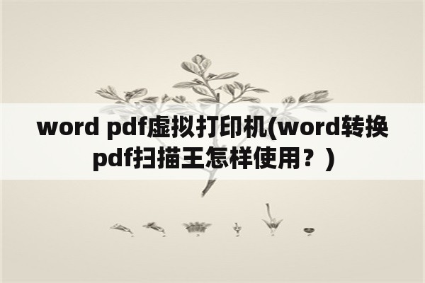 word pdf虚拟打印机(word转换pdf扫描王怎样使用？)