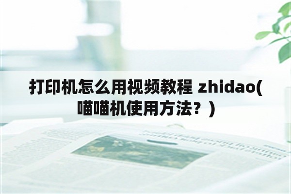 打印机怎么用视频教程 zhidao(喵喵机使用方法？)